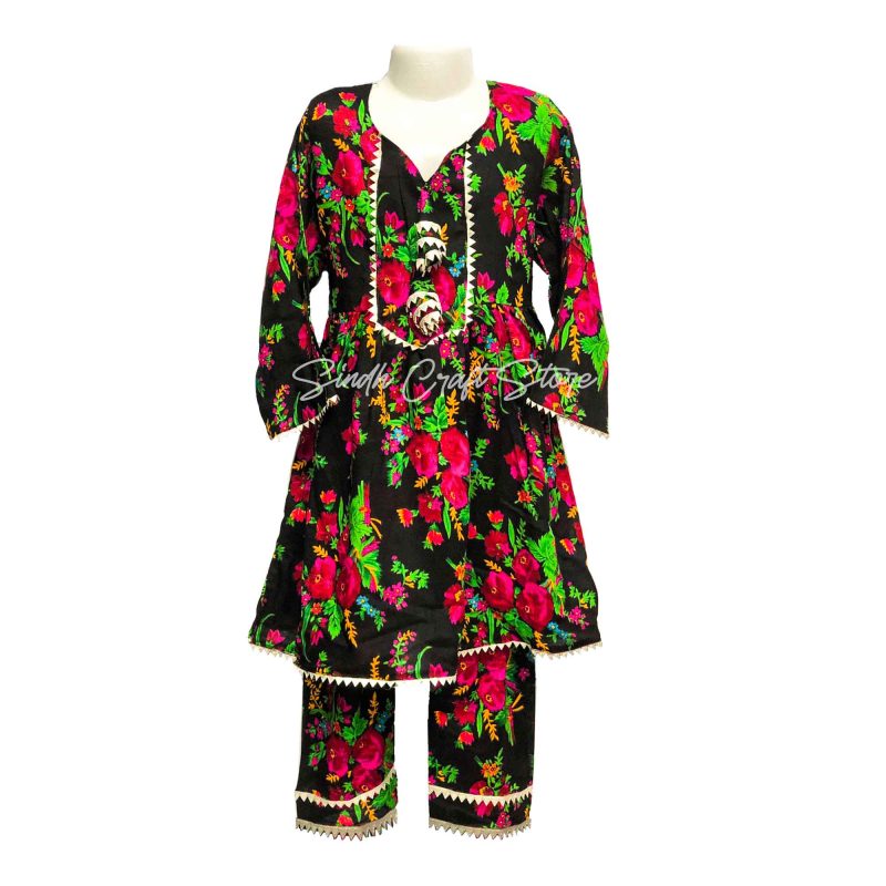 Floral Print 2pc Baby Frock (6-12 years)