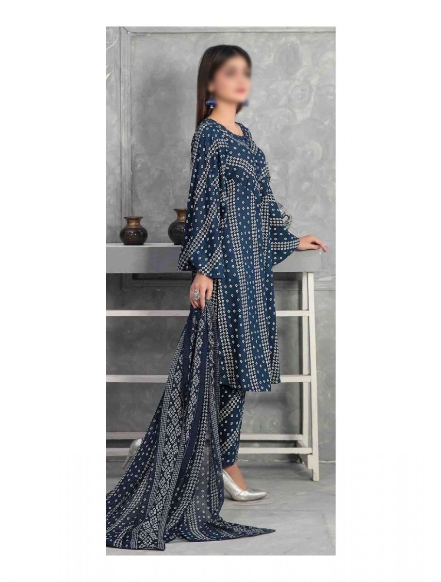 Chunri Printed 3pc Linen Unstitched Suit-SCS-33 Chunri Printed 3pc Linen Unstitched Suit-SCS-33 - Image 3