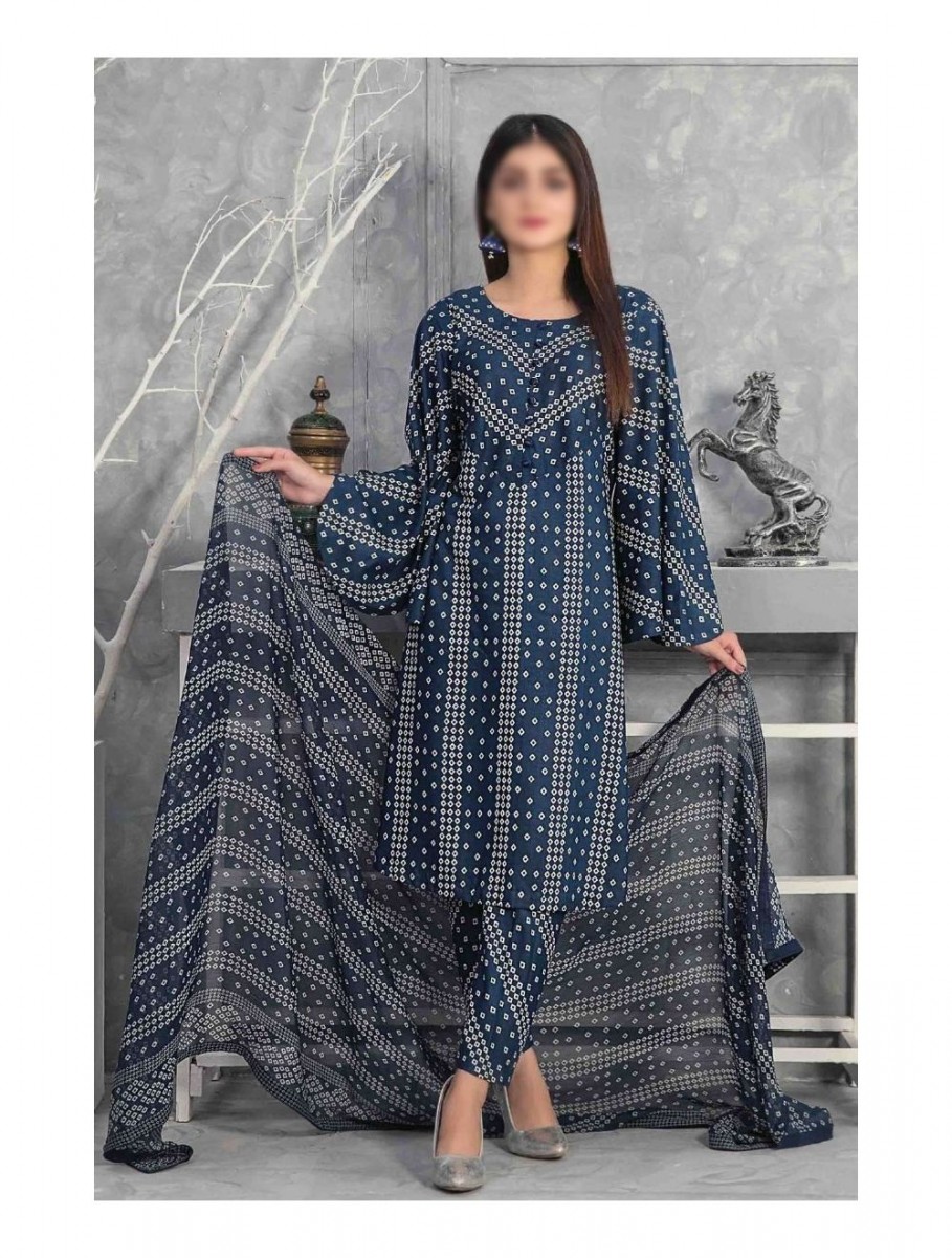Chunri Printed 3pc Linen Unstitched Suit-SCS-33 Chunri Printed 3pc Linen Unstitched Suit-SCS-33 - Image 2