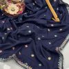Benazir Embroidered Chadar-Navy Blue