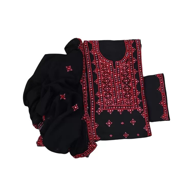 Hand Embroidered Needle Work 3pc Unstitched Suit