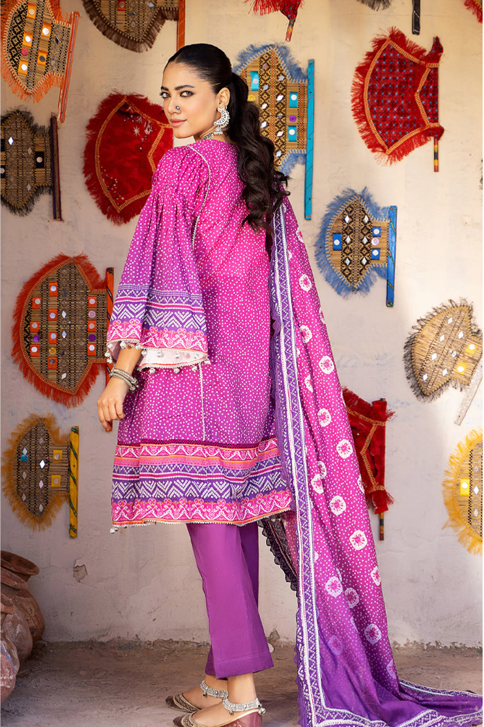 Chunri Print Lawn 3pc Suit-MSH-24-10 Chunri Print Lawn 3pc Suit-MSH-24-10 - Image 3
