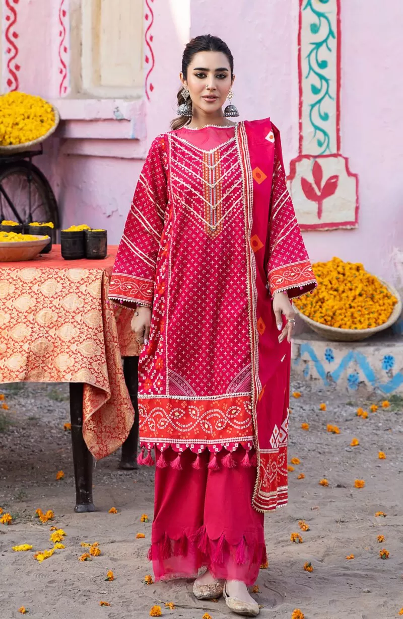 Chunri Print Lawn 3pc Suit-MSH-24-10
