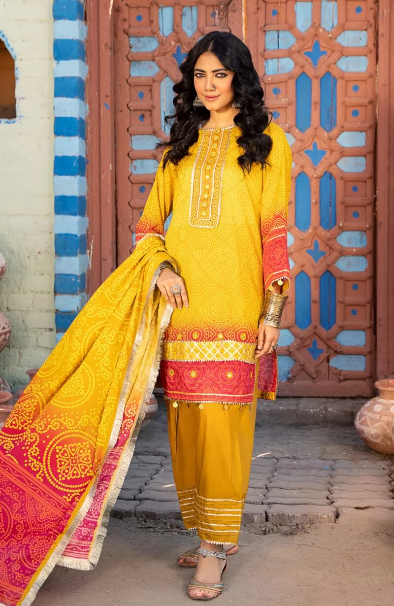 Chunri Print Lawn 3pc Suit-MSH-24-10