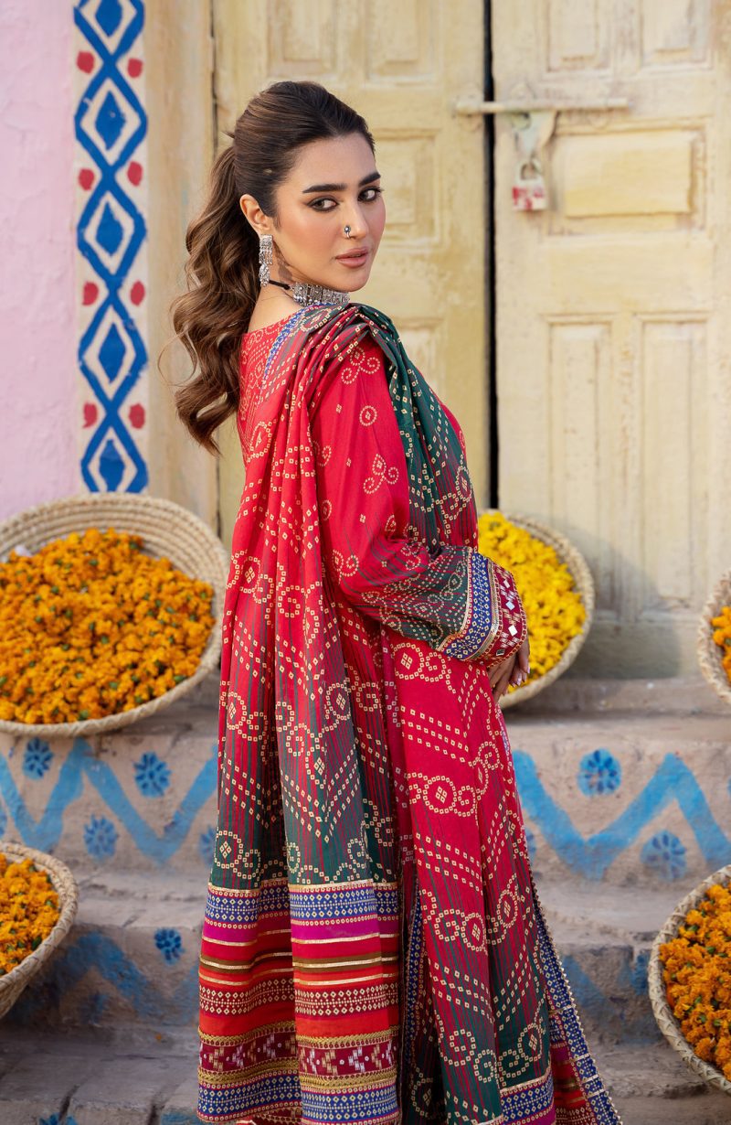 Chunri Print Lawn 3pc Suit-MSH-24-10 - Image 3