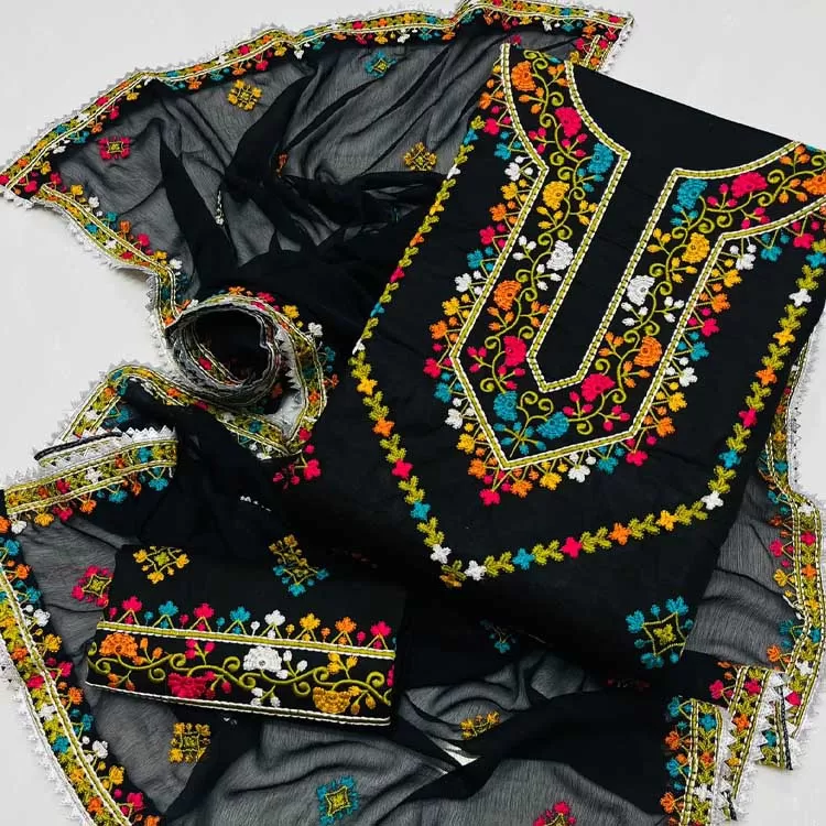 Machine Embroidered Balochi 3pc Unstitched suit