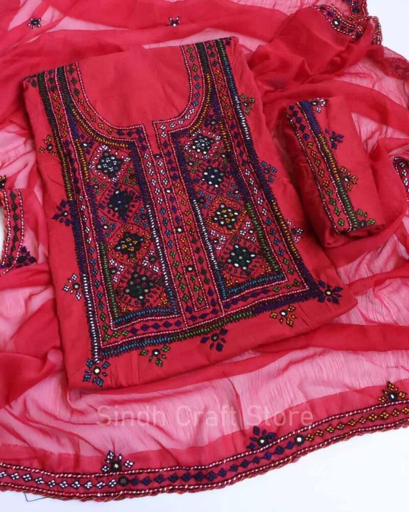Hand Embroidered Needled work 3pc Suit