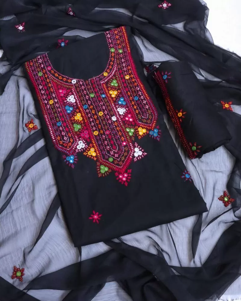 Sindhi Dress Hand Embroidered Needle Work- Black