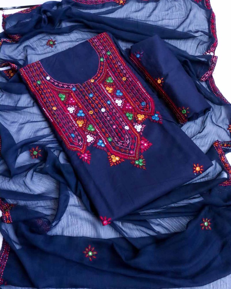 Sindhi Dress Hand Embroidered Needle Work- Navy Blue