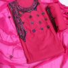 Sindhi Balochi Hand Embroidered 3pc unstitched suit-Pink