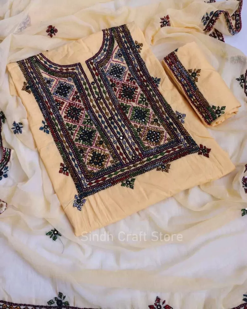 Hand Embroidered Needled work 3pc Suit