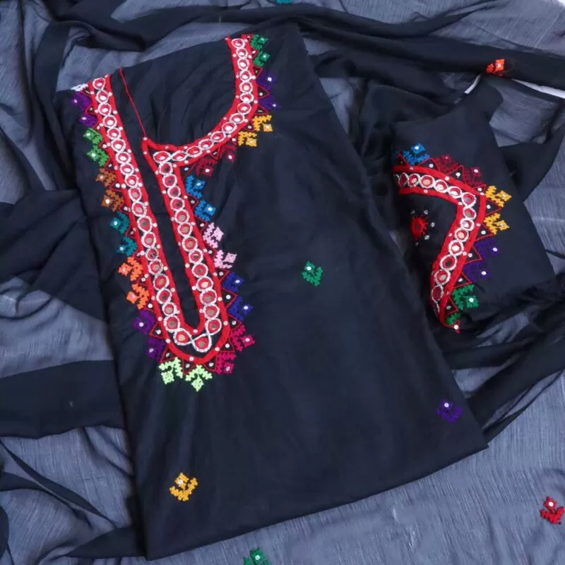 Sindhi Dress Hand Embroidered- Black
