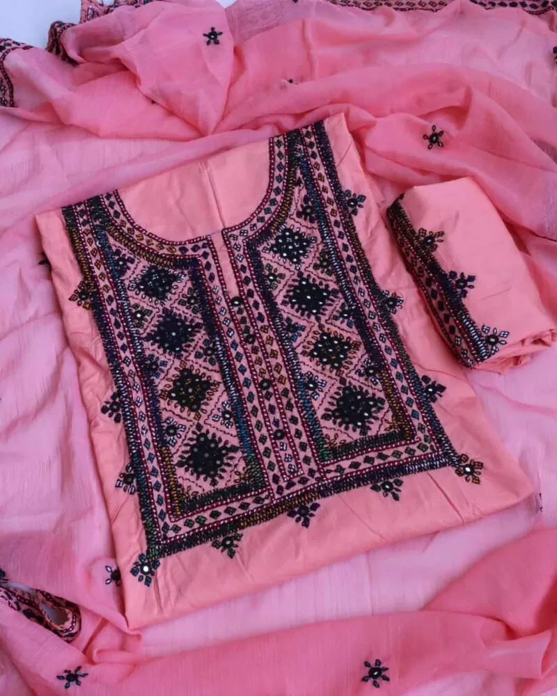 Hand Embroidered Needled work 3pc Suit