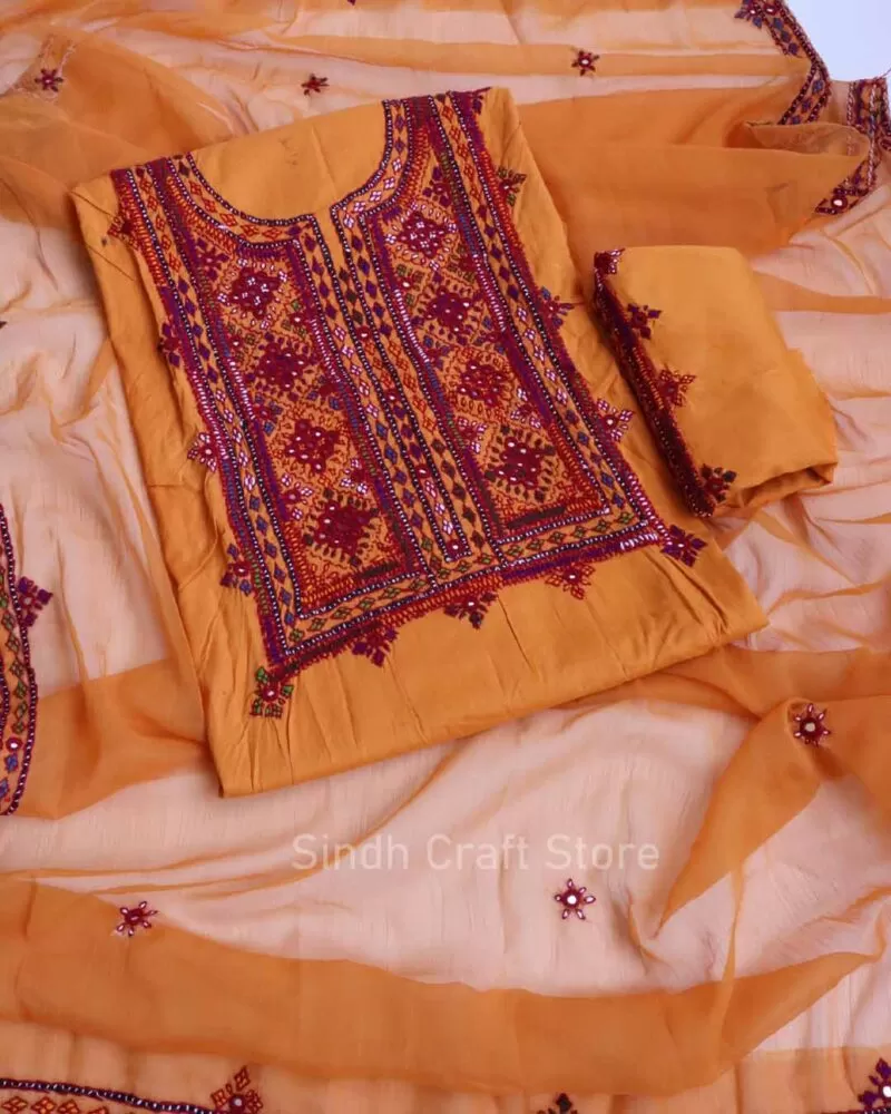 Hand Embroidered Needled work 3pc Suit