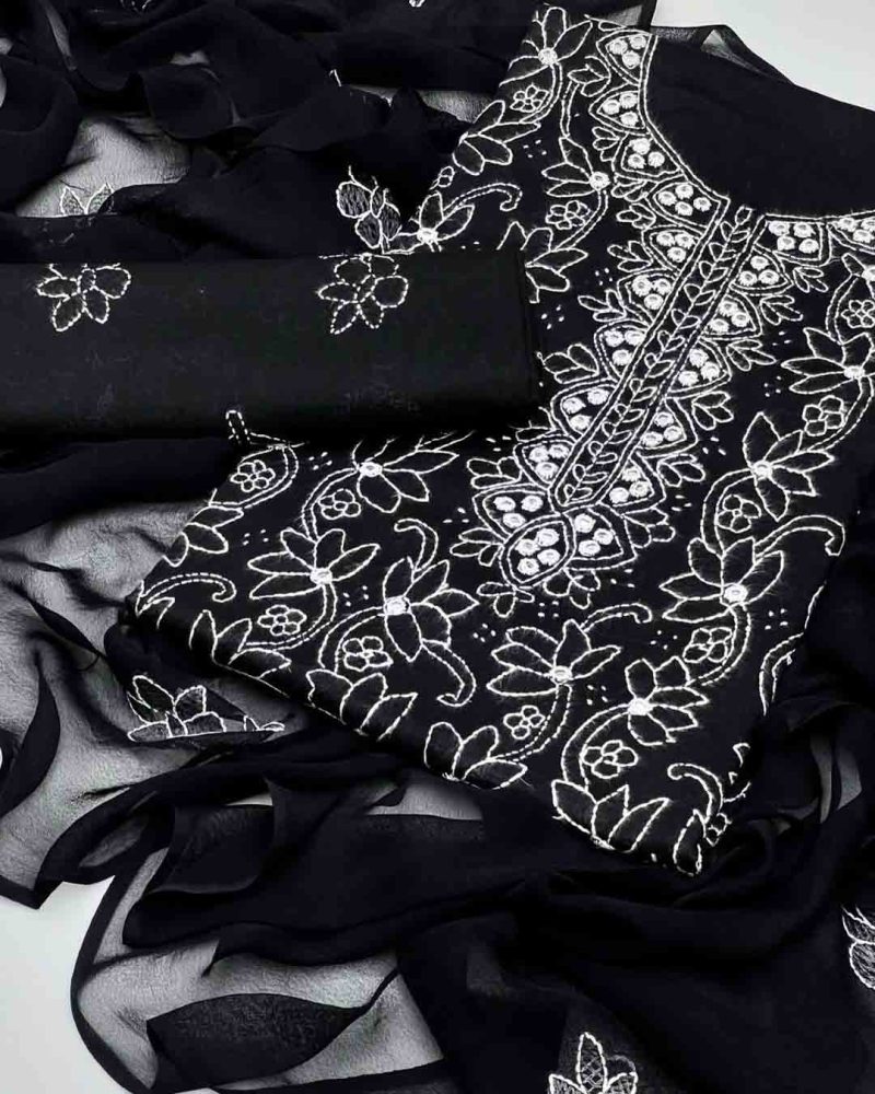 Hand Embroidered Booti Work 3pc Dress