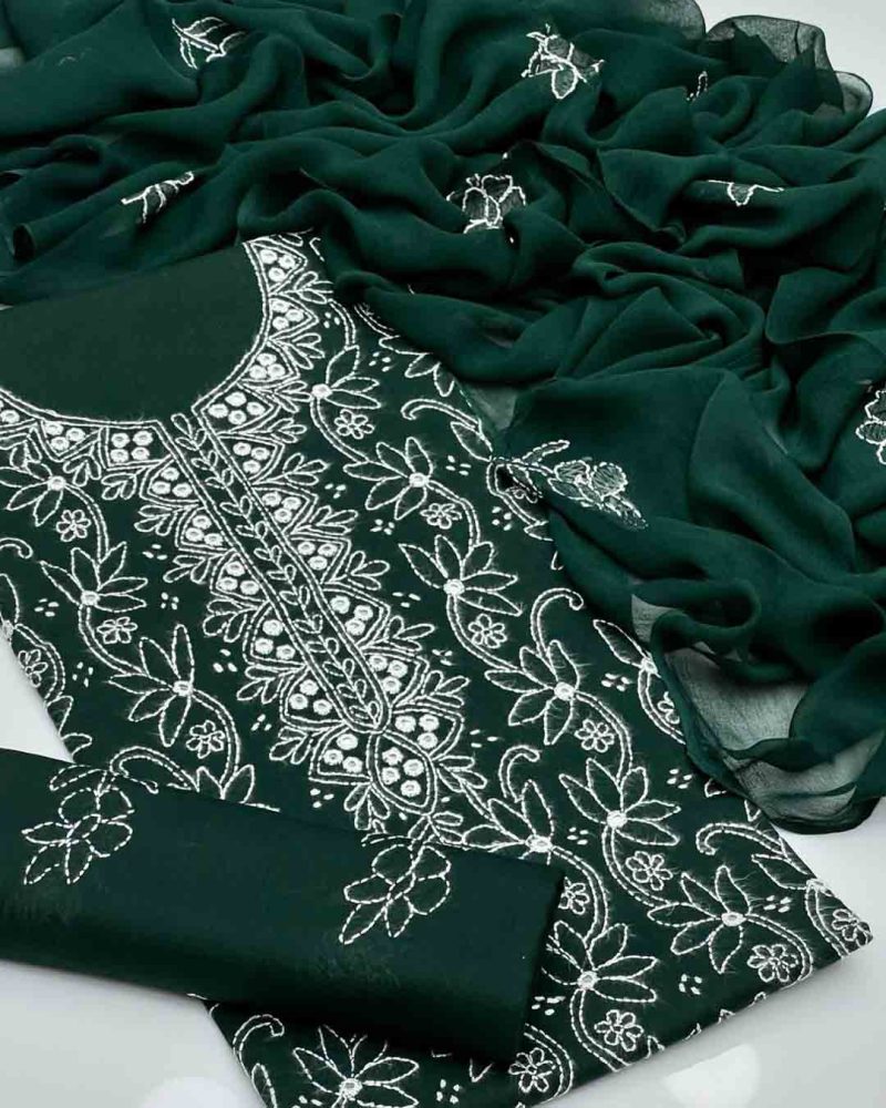 Hand Embroidered Booti Work 3pc Dress