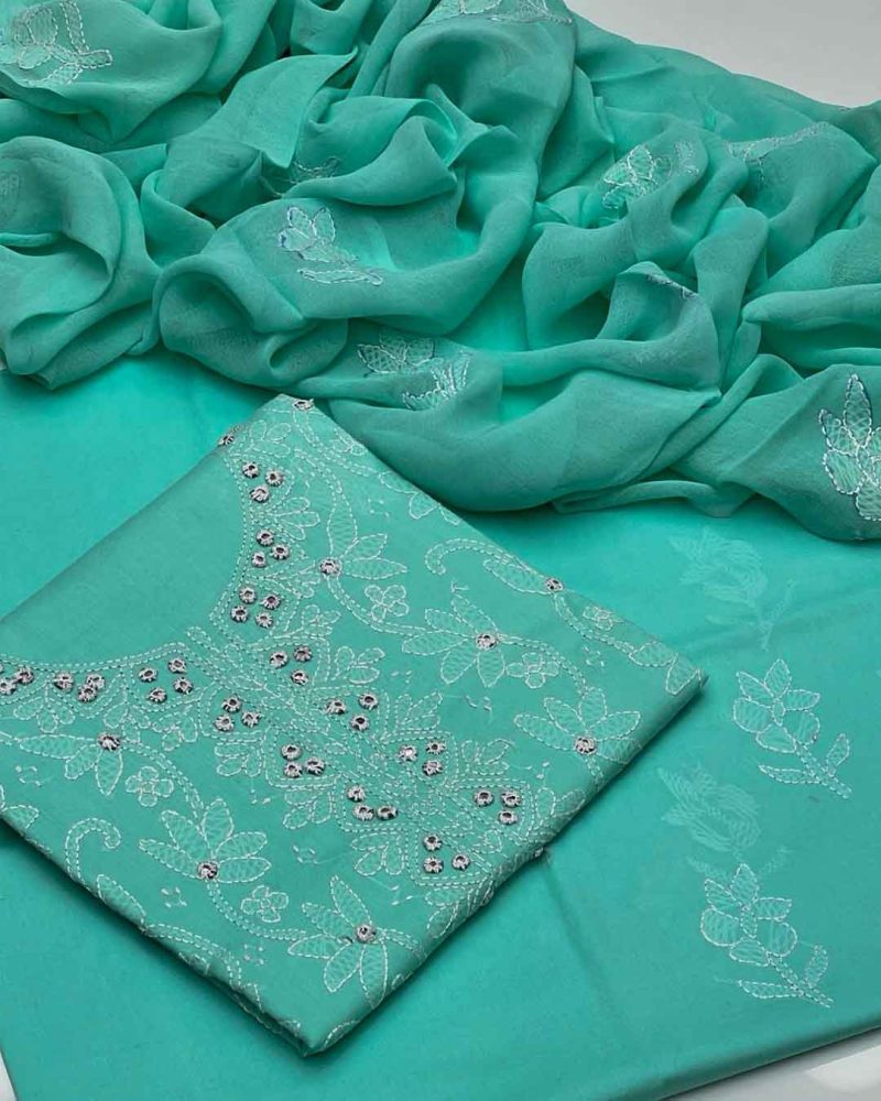 Hand Embroidered Booti Work 3pc Dress