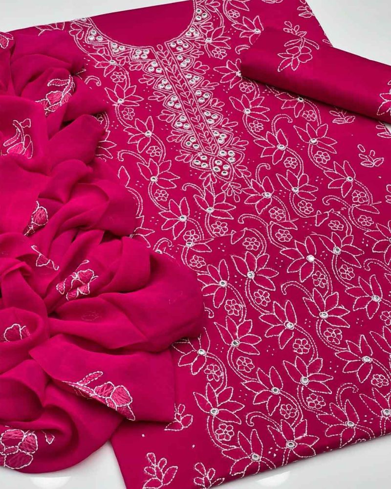 Hand Embroidered Booti Work 3pc Dress