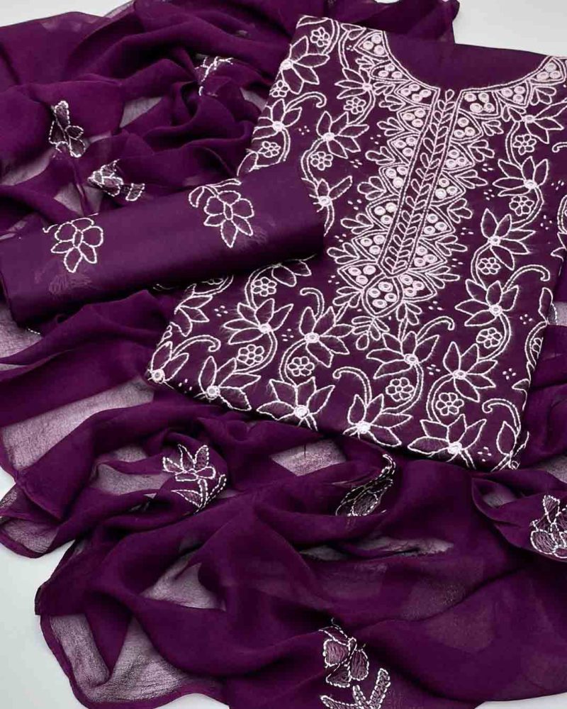 Hand Embroidered Booti Work 3pc Dress