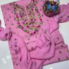 Hand Embroidered Kashmiri 3pc Dress- Pink