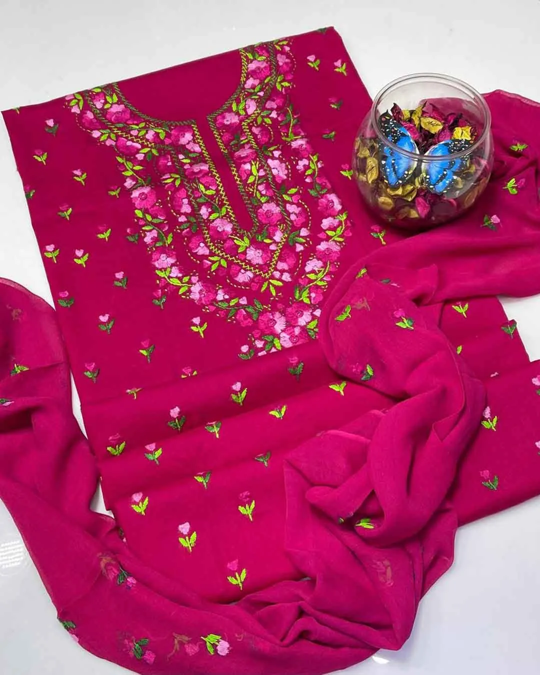 Hand Embroidered Kashmiri 3pc Dress