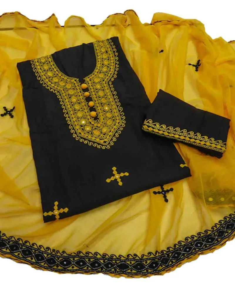 Hand Embroidered Mirror work 3pc Dress