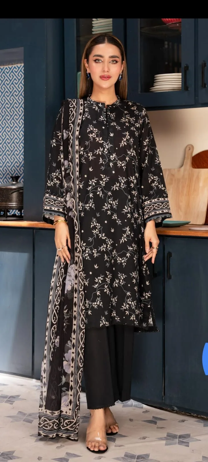 Digital Print Lawn 3pc Unstitched Suit-A1